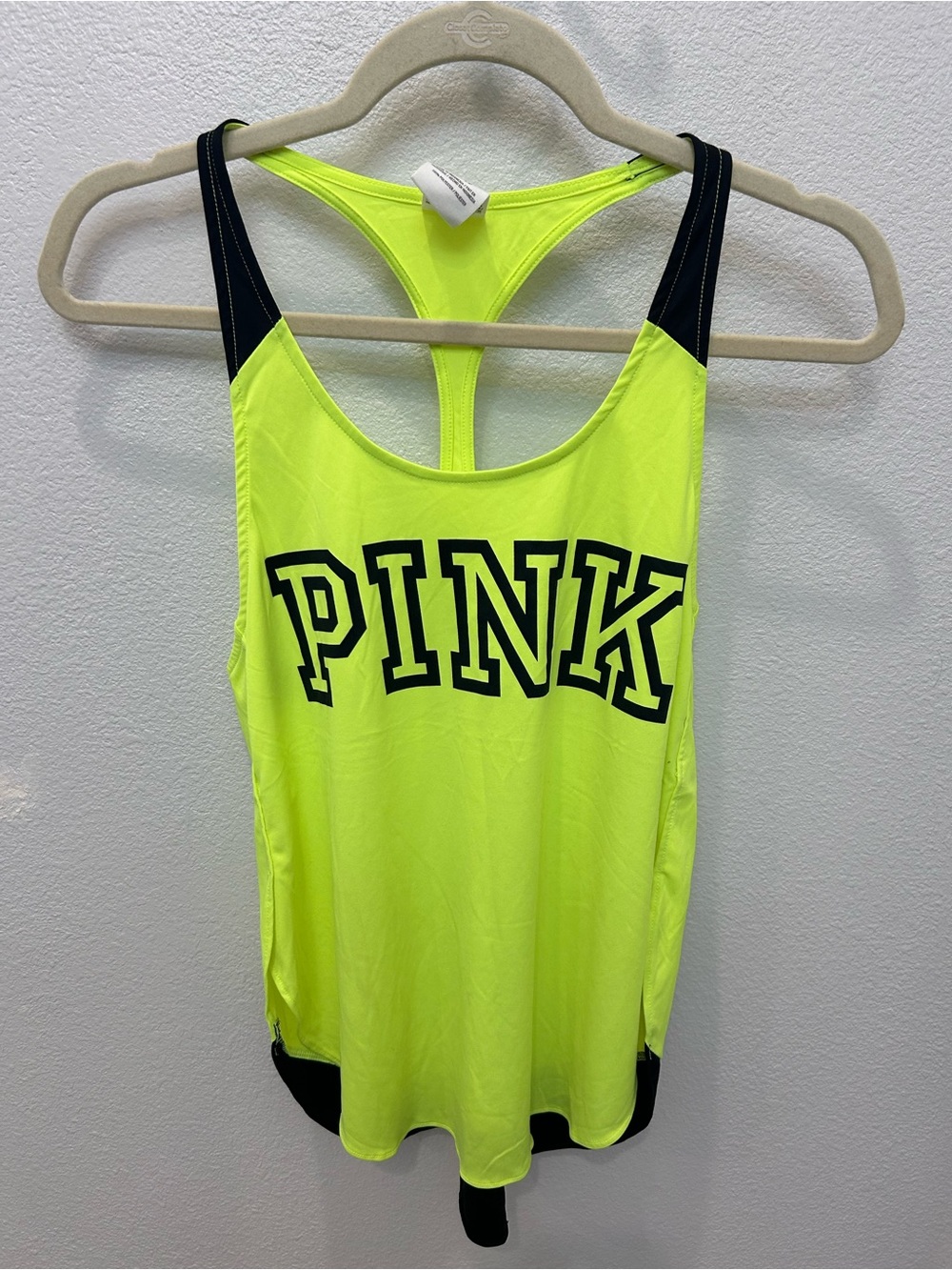 PINK Victoria's Secret Neon Yellow Racerback Tank Top